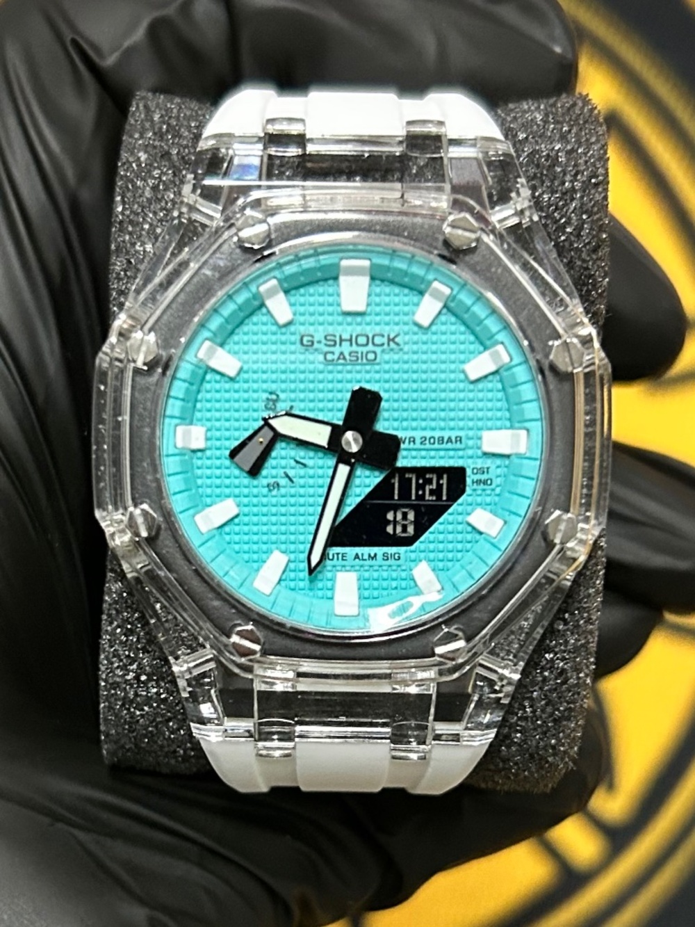 🤍🩵 CASIO G-SHOCK – CLEAR / TURQUOISE – TRANSPARENT CUSTOM BUILD 🩵🤍